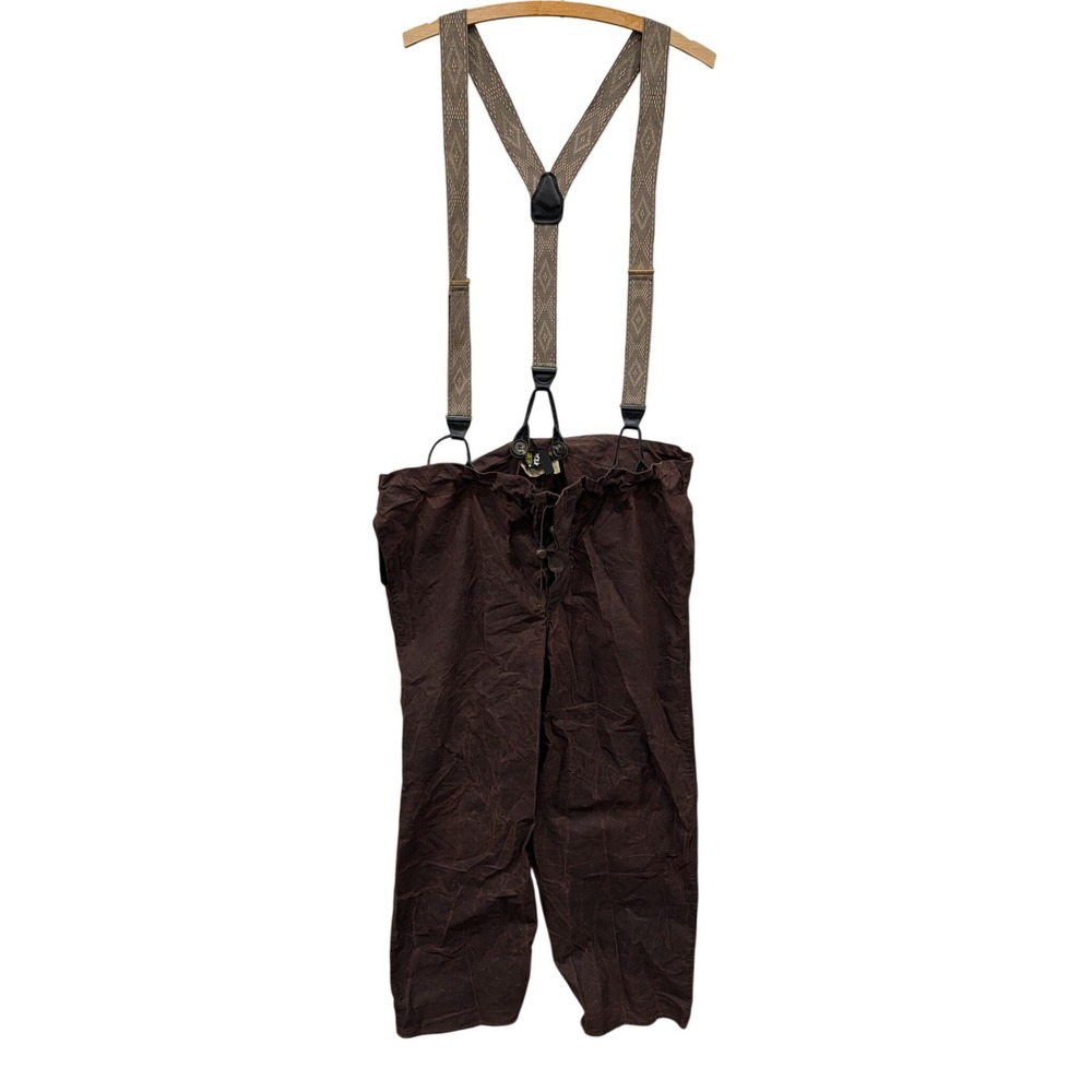 Barbour Vintage Unlined Waxed Cotton Trousers Men's Large Brown Made in England